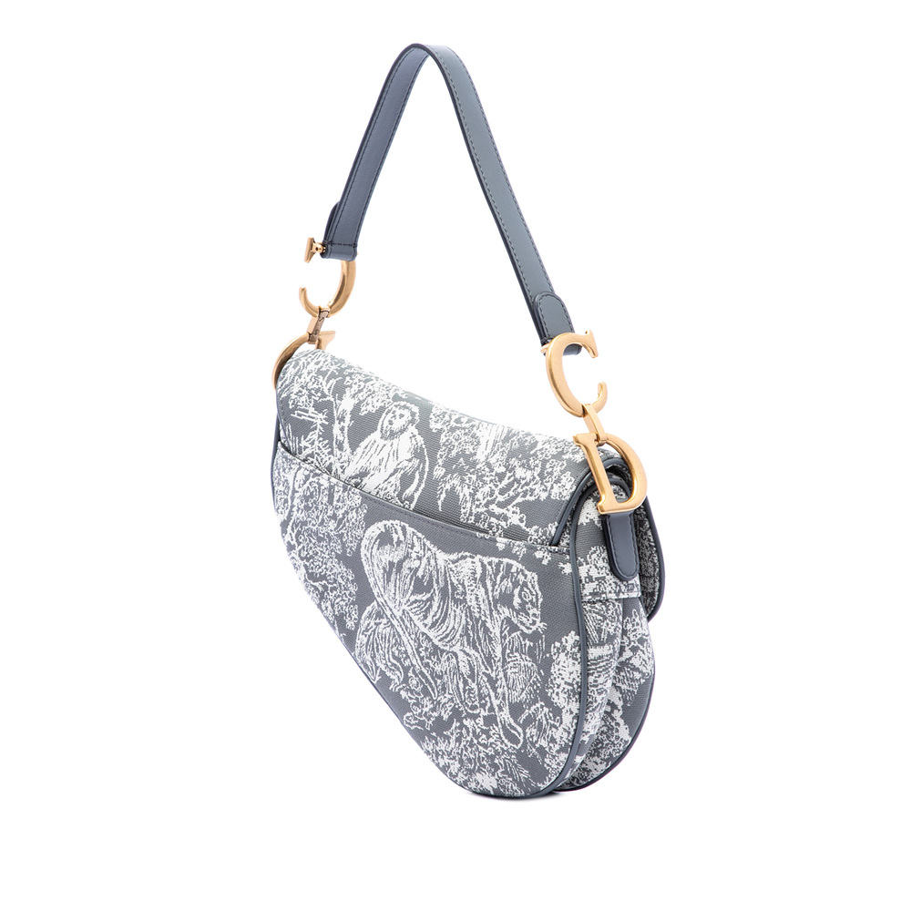 Pre-Loved Dior Canvas Embroidered Reverse Toile De Jouy Saddle Bag - Picture 2 of 6